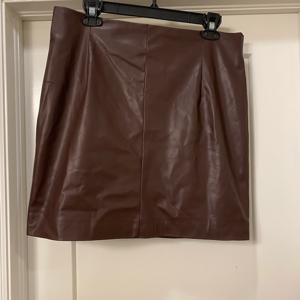 H&M brown faux leather mini skirt